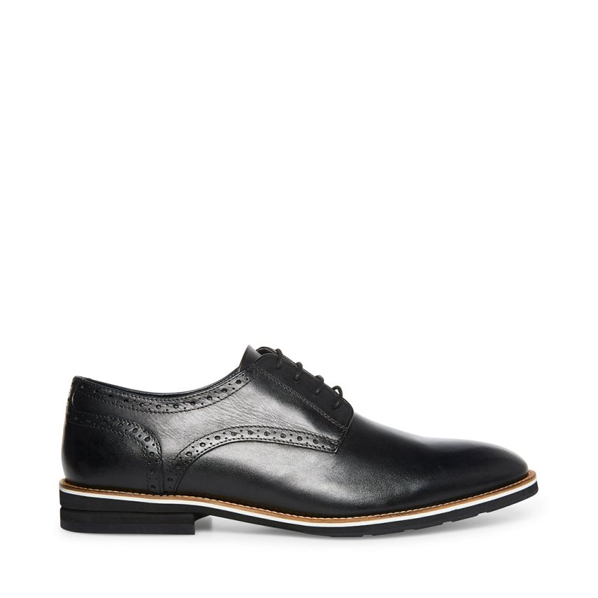 Black Steve Madden Derbyy Leather Men\'s Derby Shoes | PH 917016SD